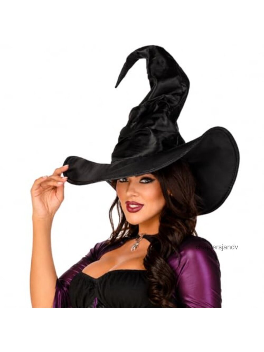 Ruched Witch Hat Costume Headwear Matte Satin Oversized Cone